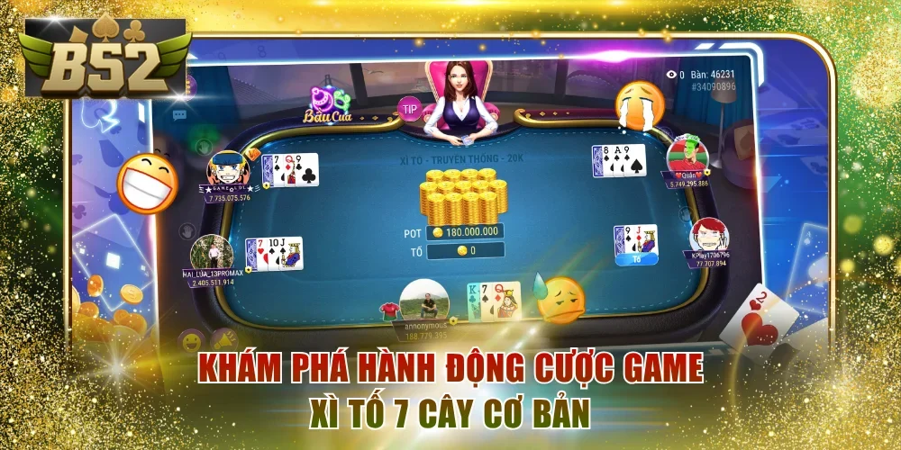 Khám phá hành động cược game Xì Tố 7 cây cơ bản